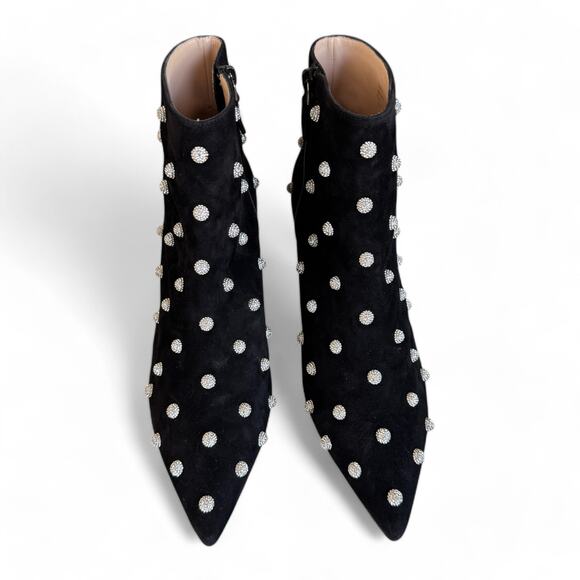 Stuart Weitzman‎ Carine Crystal Rhinestone Heel Booties Black Size 8.5 - Picture 2 of 9